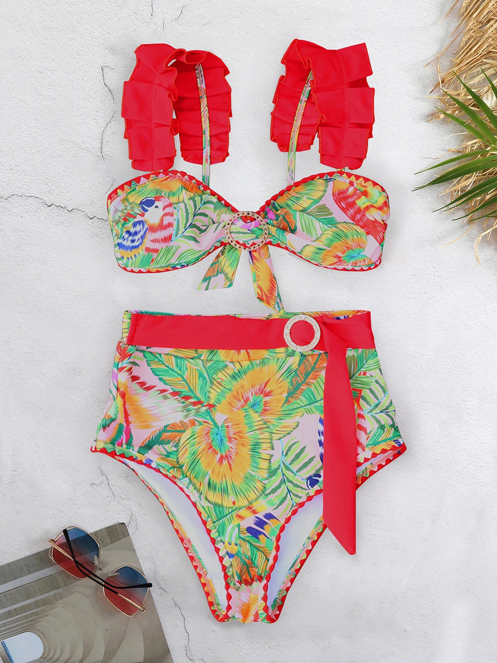 New Floral Low Waist Bikini Set Women Swimsuit 2024 Trend Bandeau Biquini Swiwmear Mujer Brazilian Bathing Suits Beachwear