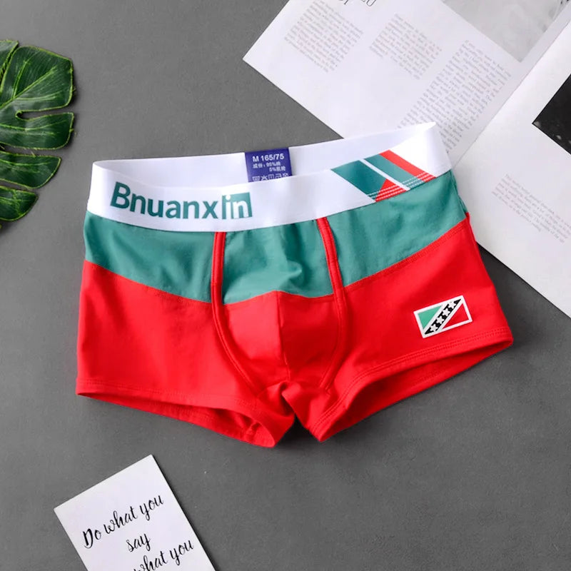 Breathable Cotton Men's Boxer Briefs Colors of national flag male boxer shorts mens underwear comfortable Boyshorts
