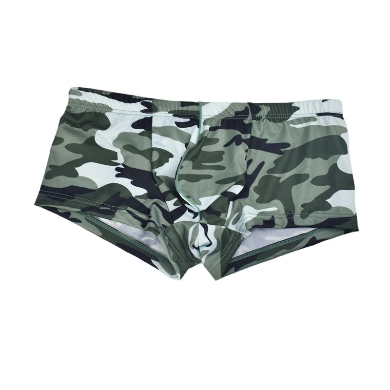 Camouflage Sexy Men Boxershorts Underpants Ice Silk U Pouch Men's Boxers Cuecas Low Waist Hombre Boxers Mens Shorts