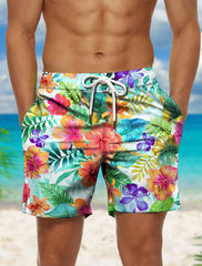 FLORAL Men's Board Short Swim Shorts Swim Trunks Drawstring Graphic Print Flower Floral Quick Dry Short Casual Holiday Hawaiian