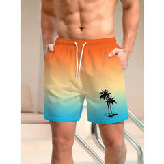 Men's 3d Coconut Tree Printed Swimsuit Swimming Shorts Summer Soft And Breathable Polyester Beach Shorts Surfing Shorts