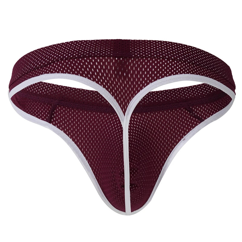 WJ Man Thong Low Waist Nylon Mesh Breathable Men's Thong T Briefs