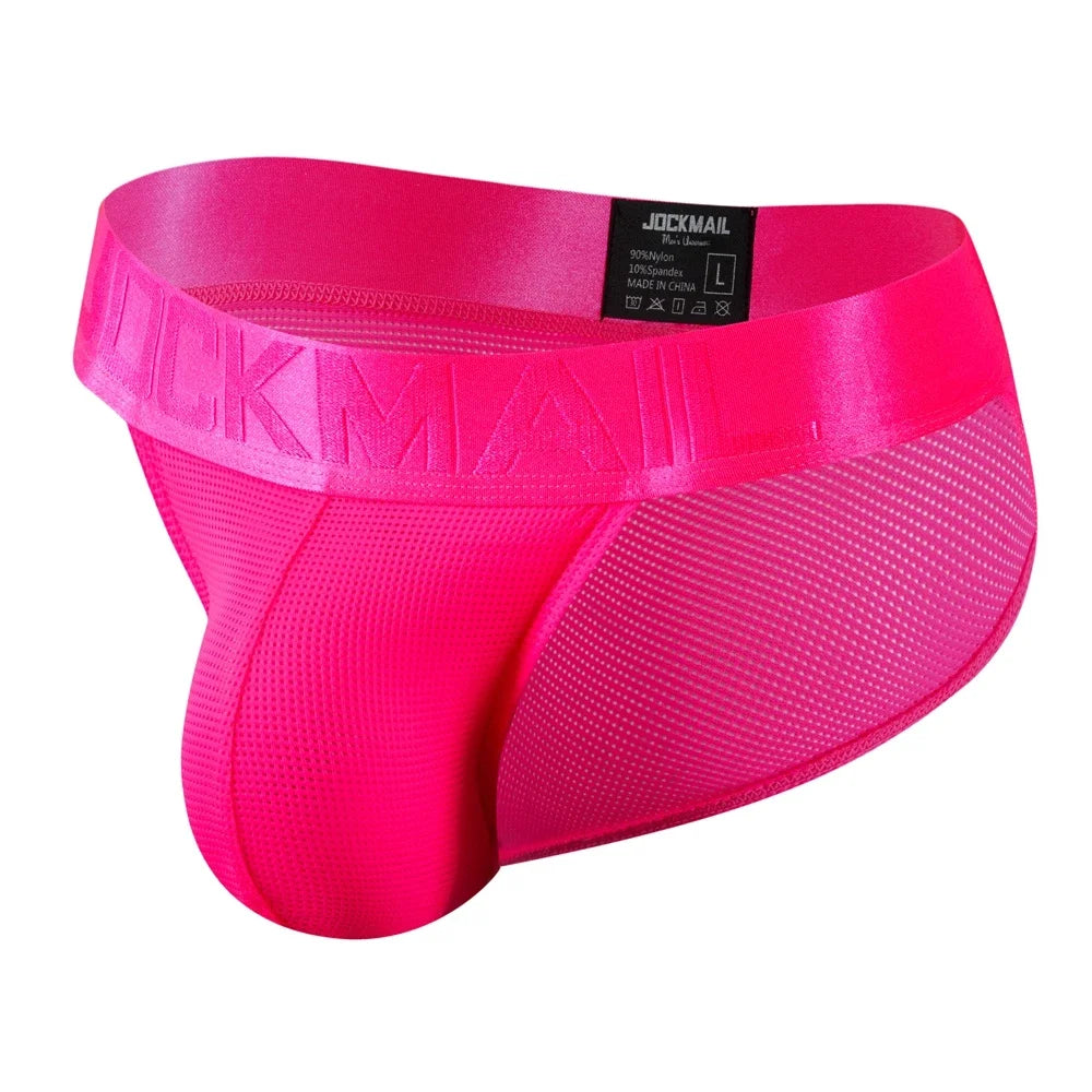 JOCKMAIL Underwear Briefs Underpants Nylon Mesh Quick Dry Men's Briefs Bikini Slip Men's Tanga Briefs Nylon  SPANDEX