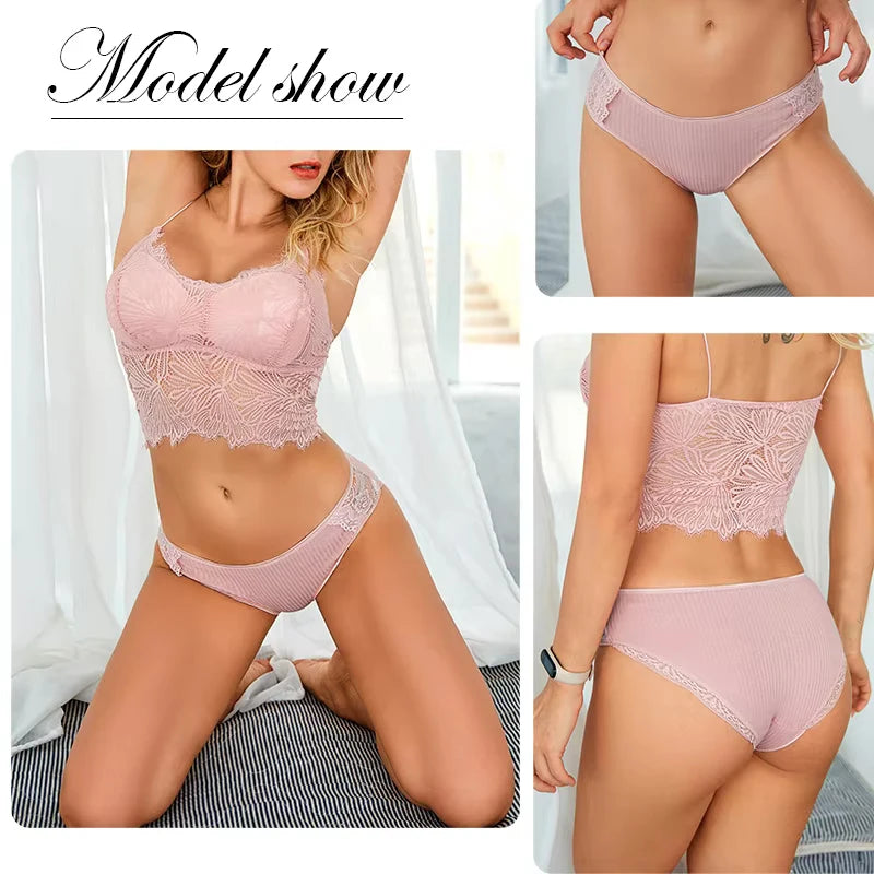 3pcs Cotton Lace Patchwork Panties