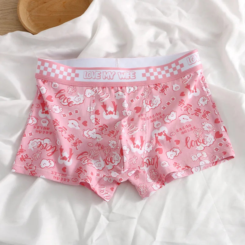 EXILIENS  Print Breathable Mens Boxers pink Size M-3XL