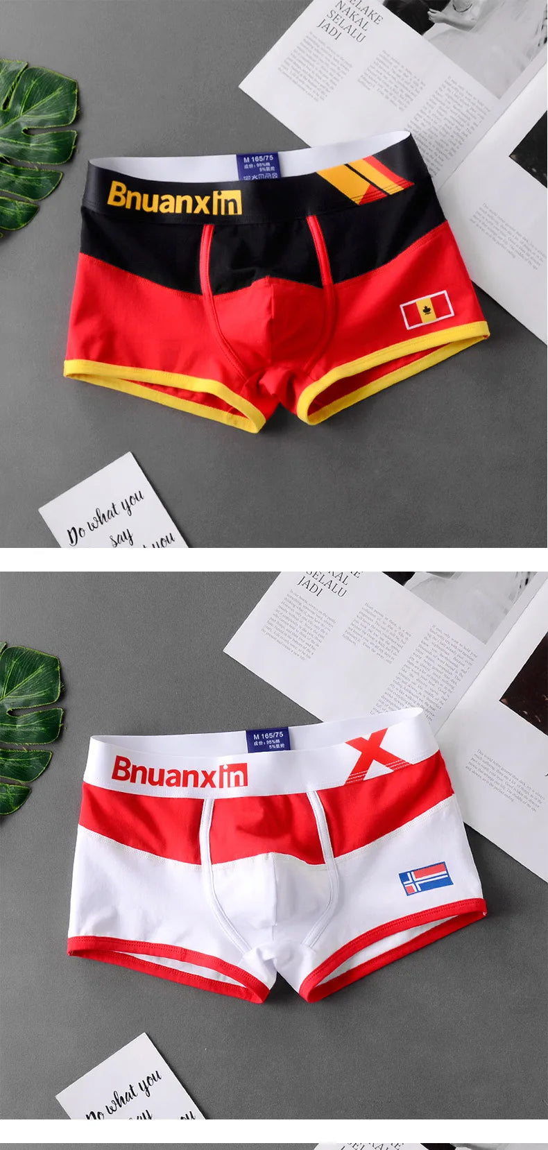 Breathable Cotton Men's Boxer Briefs Colors of national flag male boxer shorts mens underwear comfortable Boyshorts