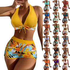 PLANT Bikini shorts Set  High Waist Swimsuit 2 Pieces Plant Print  Bathing Swim Suit Beachwear