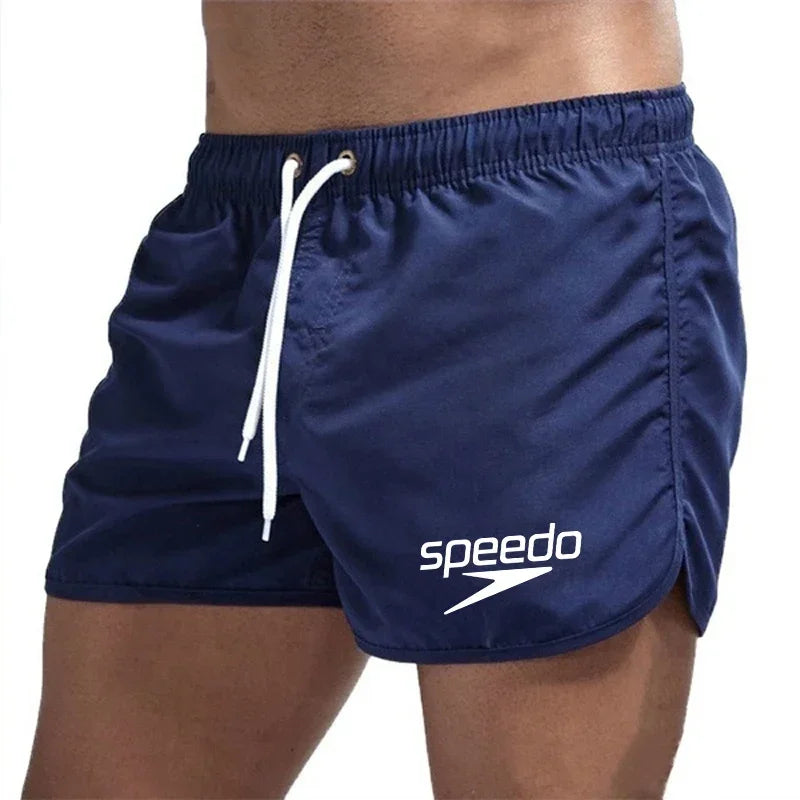 Summer men's shorts 2025, beach swimming trunks, swimming sports pants, quick-drying, swimmers, surfers, ventilated drawstring b
