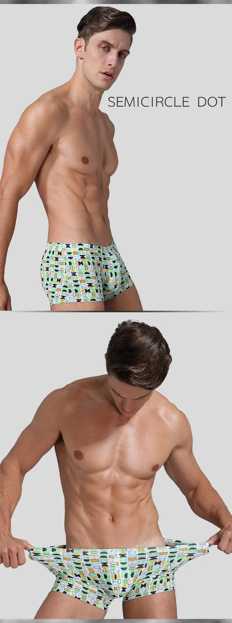 New Men Ice Silk Underwear Low waist Boxers shorts Pants Separate Open Warehouse Thin Printing Boxers