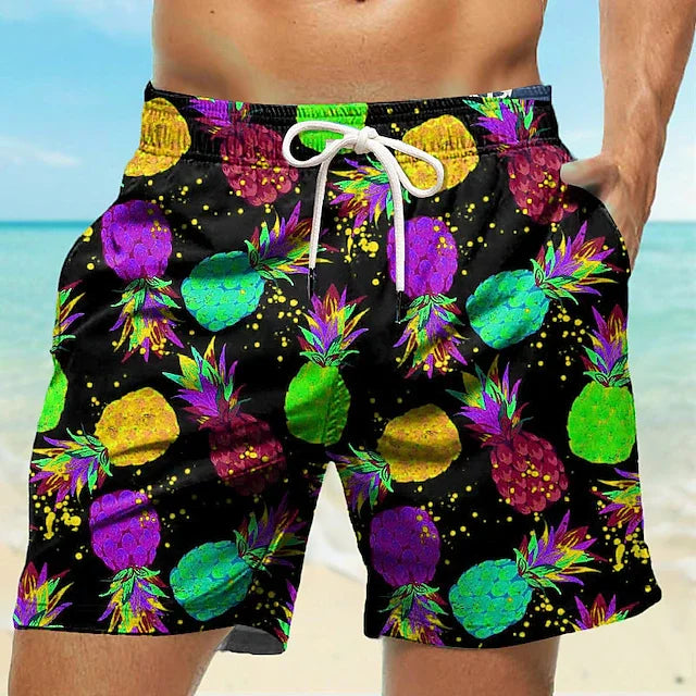 Pineapple 3D Print Shorts Swim Trunks Drawstring Summer New Quick Dry Short Holiday Beach Hawaiian Shorts