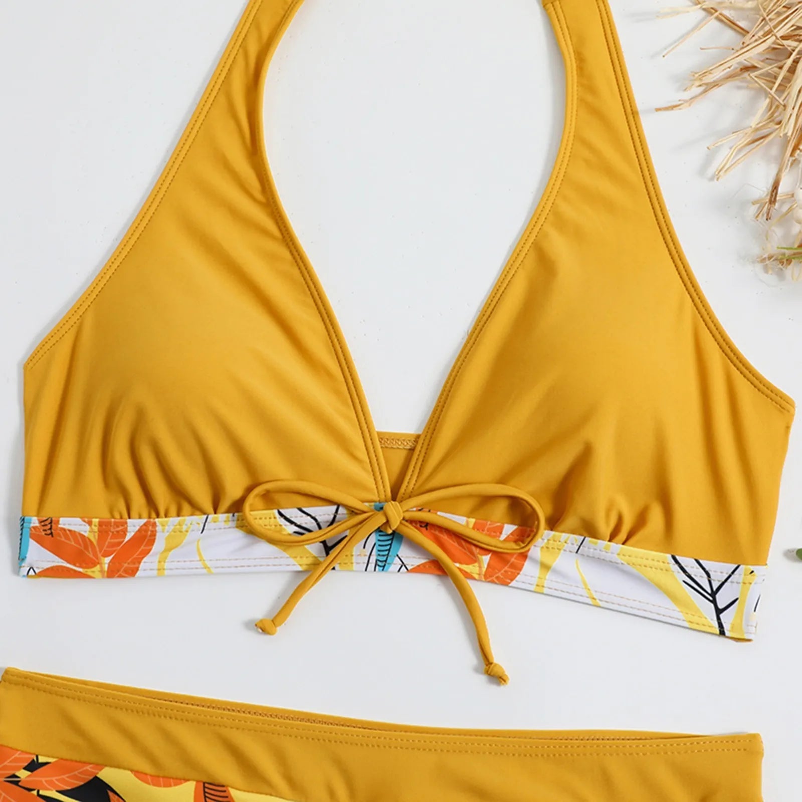 PLANT Bikini shorts Set  High Waist Swimsuit 2 Pieces Plant Print  Bathing Swim Suit Beachwear