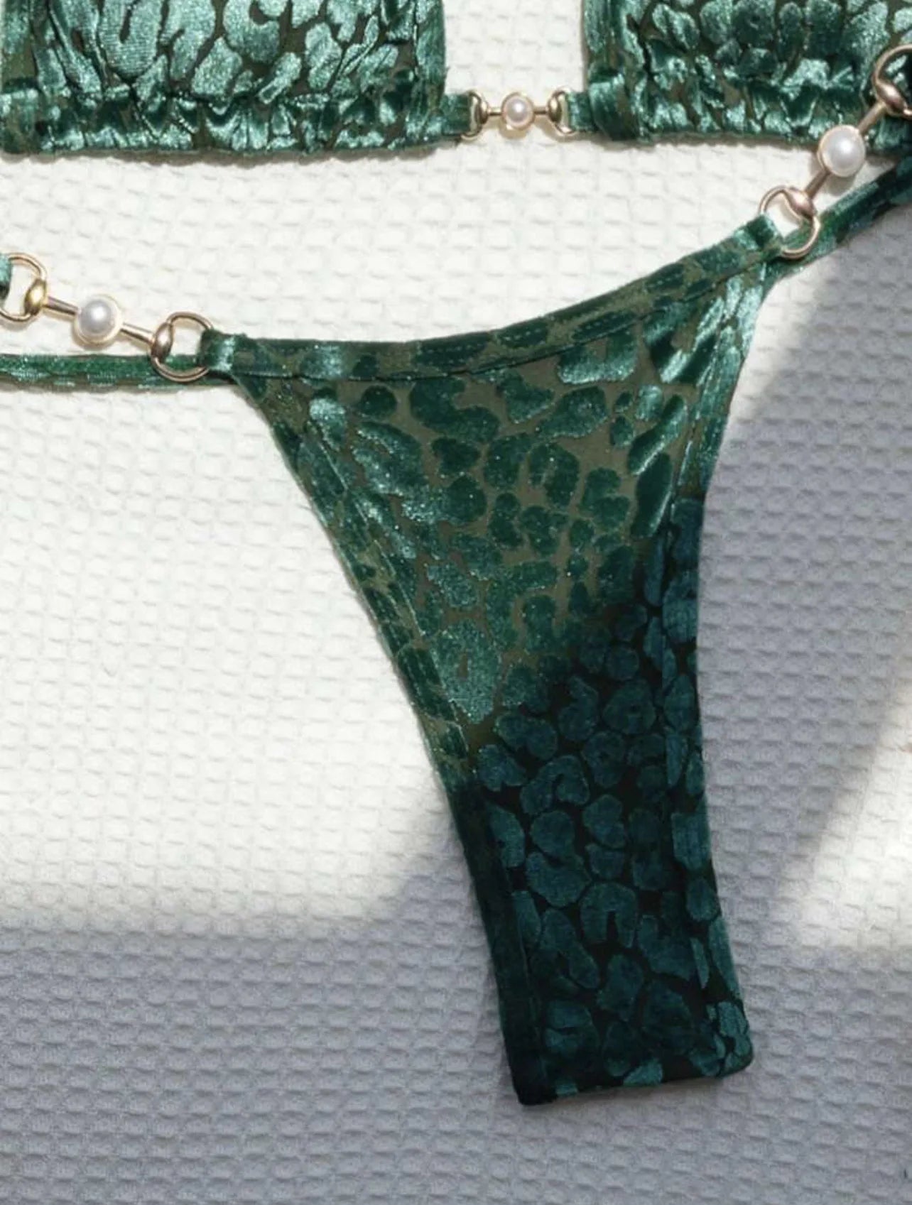 Leopard Pearl Thong Bikini Set