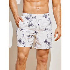 Men's 3d Coconut Tree Printed Swimsuit Swimming Shorts Summer Soft And Breathable Polyester Beach Shorts Surfing Shorts