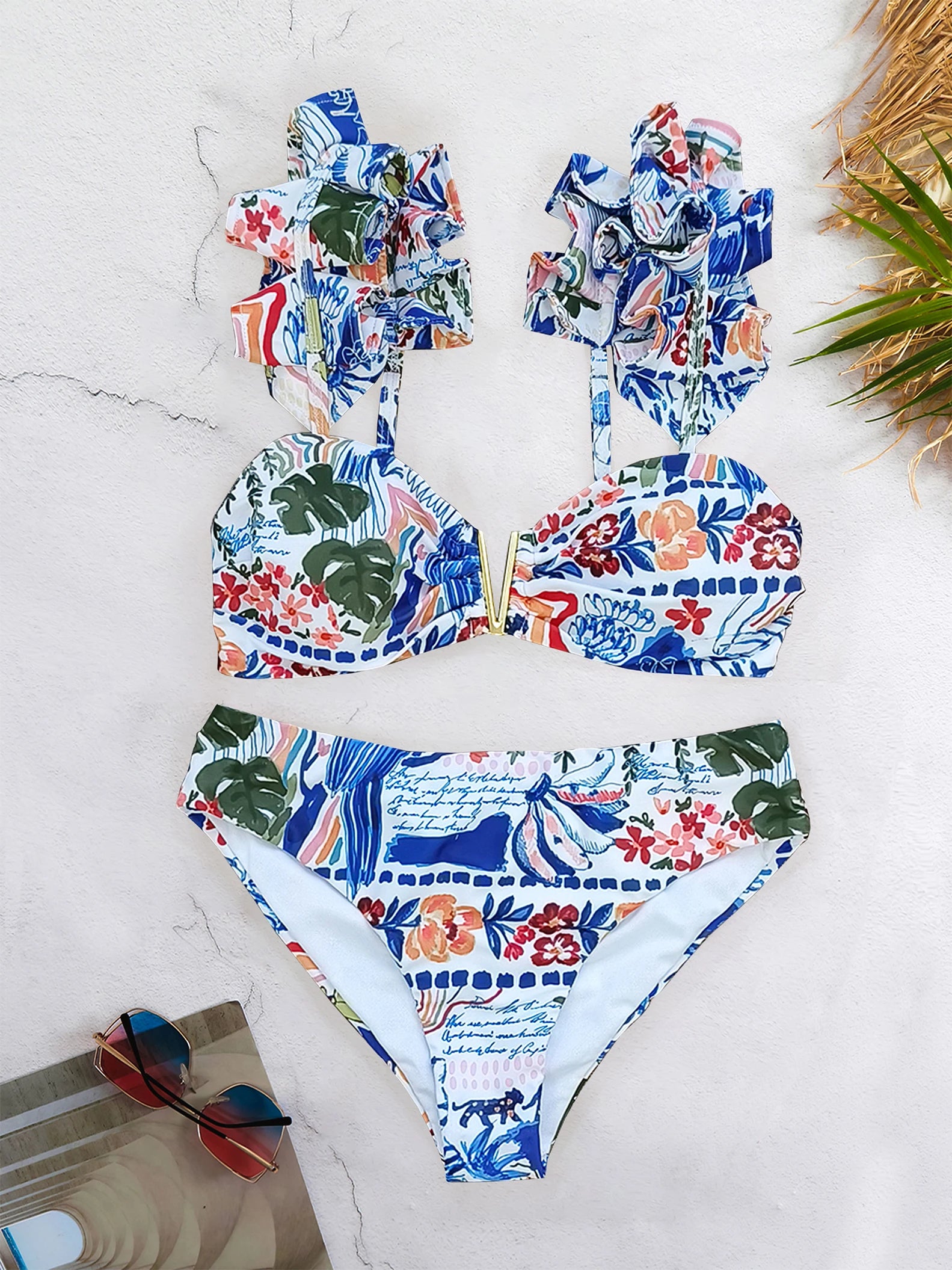 New Floral Low Waist Bikini Set Women Swimsuit 2024 Trend Bandeau Biquini Swiwmear Mujer Brazilian Bathing Suits Beachwear