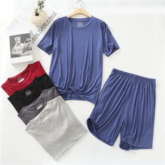 Summer Pajamas Male Modal Short Sleeved Shorts Suit Casual Large Size Two-Piece Set Men's Home Clothes Loungewear Pajama Hombre