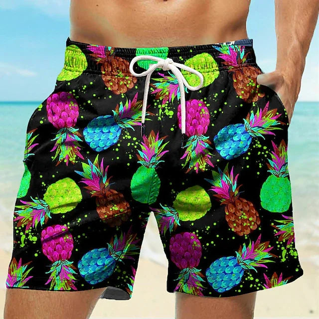Pineapple 3D Print Shorts Swim Trunks Drawstring Summer New Quick Dry Short Holiday Beach Hawaiian Shorts