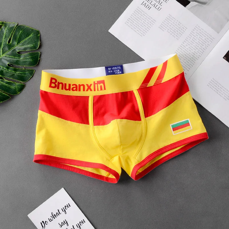 Breathable Cotton Men's Boxer Briefs Colors of national flag male boxer shorts mens underwear comfortable Boyshorts
