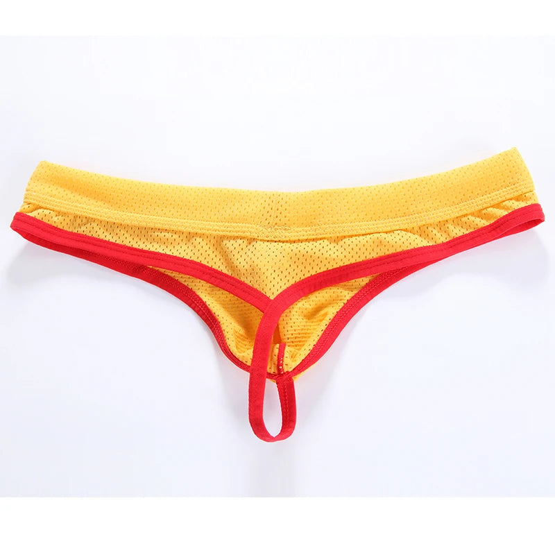 WJ Man Thong Low Waist Nylon Mesh Breathable Men's Thong T Briefs