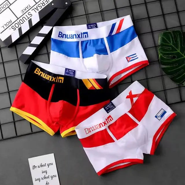Breathable Cotton Men's Boxer Briefs Colors of national flag male boxer shorts mens underwear comfortable Boyshorts