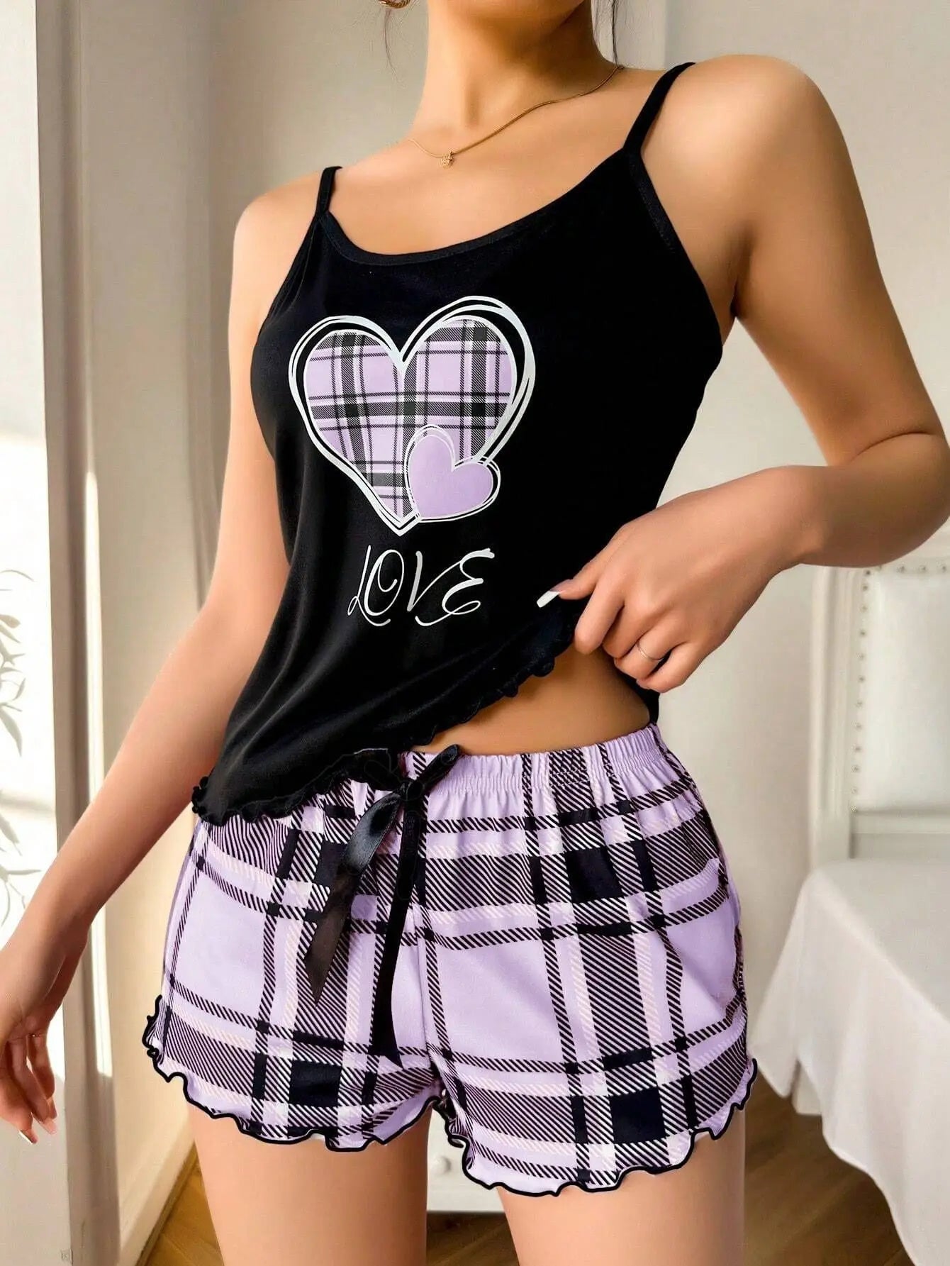 Summer Fashion Sweet Women's Halter Shorts Thin Pajamas Milk Silk Print Floral Two-piece Home Wear Women