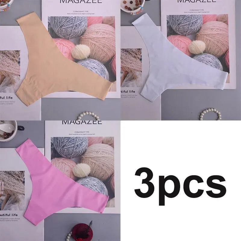 3pcs Seamless Ice Silk Panties