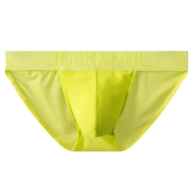 JOCKMAIL Underwear Briefs Underpants Nylon Mesh Quick Dry Men's Briefs Bikini Slip Men's Tanga Briefs Nylon  SPANDEX