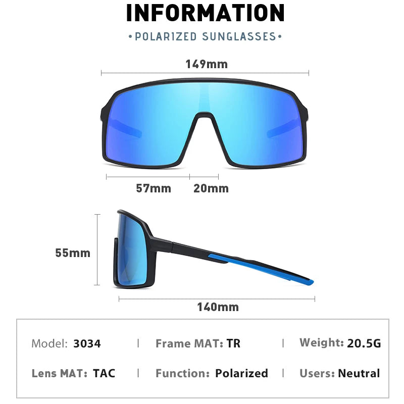 MTB Polarized Large Frame UV400 Polarized Sports Cycling Bike Glasses Men Women TR90 MTB Baseball Running Fishing Sunglasses