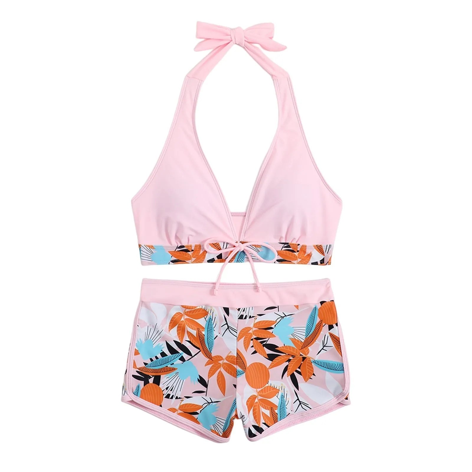 PLANT Bikini shorts Set  High Waist Swimsuit 2 Pieces Plant Print  Bathing Swim Suit Beachwear