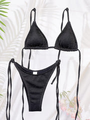 Shiny Bandage Triangle Bikini Set