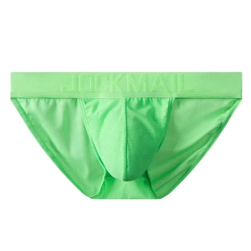 JOCKMAIL Underwear Briefs Underpants Nylon Mesh Quick Dry Men's Briefs Bikini Slip Men's Tanga Briefs Nylon  SPANDEX