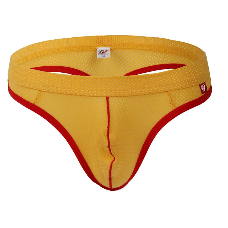 WJ Man Thong Low Waist Nylon Mesh Breathable Men's Thong T Briefs