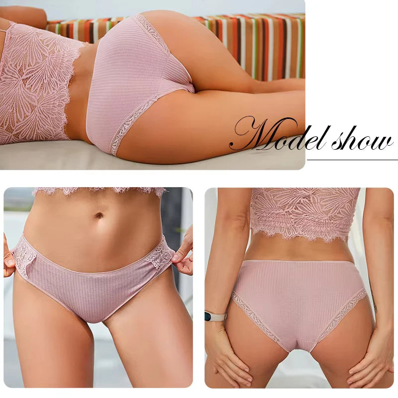 3pcs Cotton Lace Patchwork Panties
