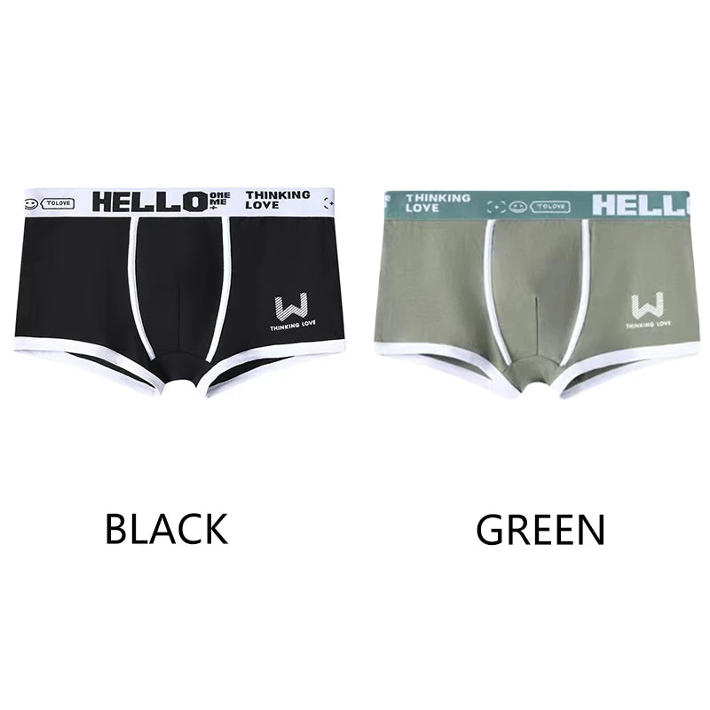 Men's Cotton Boxer Shorts with Letter Belt