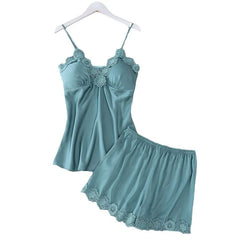 Light Green Women's Sexy Shorts Pajama Set Pajama Summer Casual Pajama Home Wear