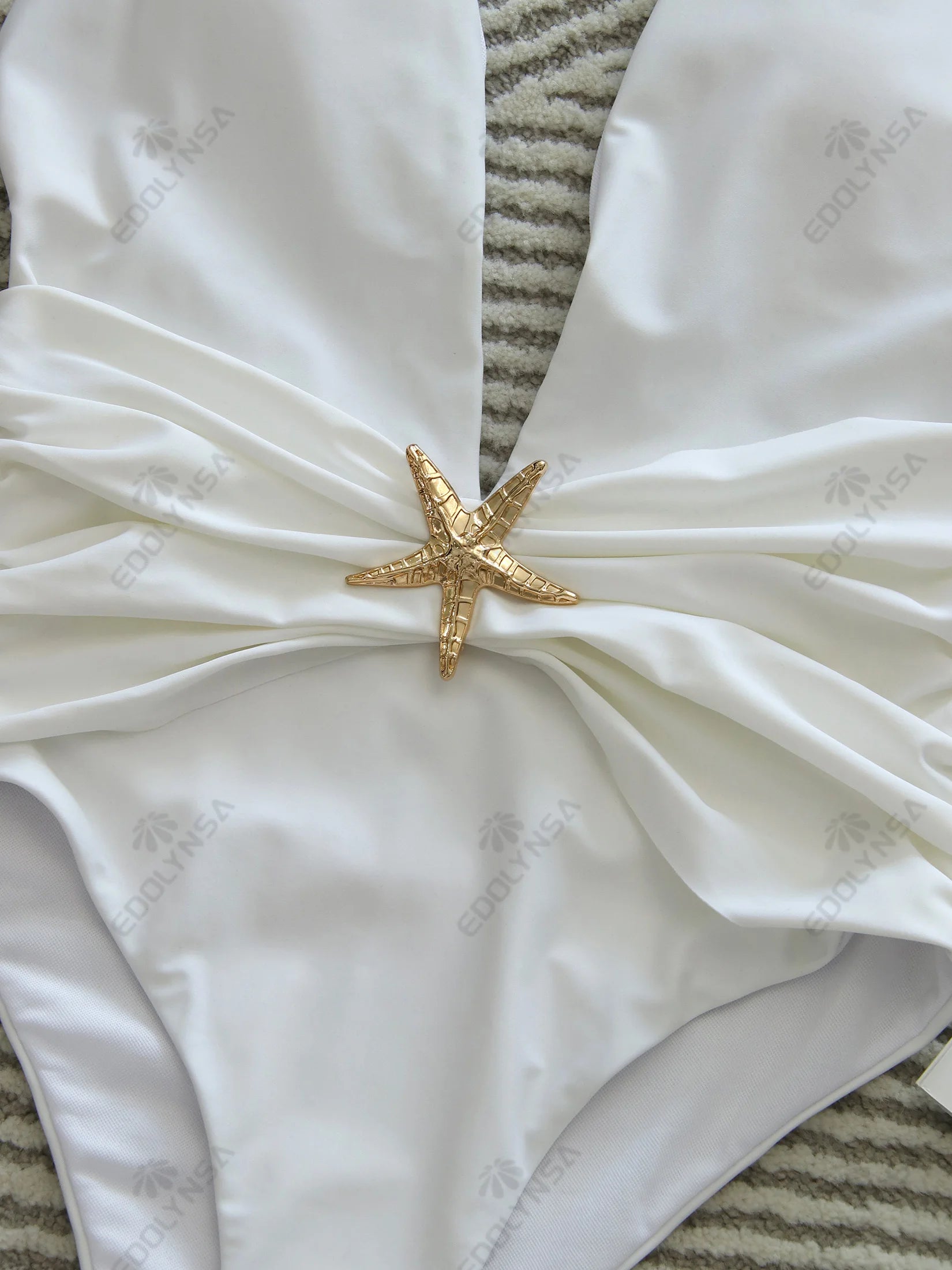 2 Piece Starfish One Piece Bathing Suits with High Split Skirt Cover ups Sexy Halter Bikini Sets K59