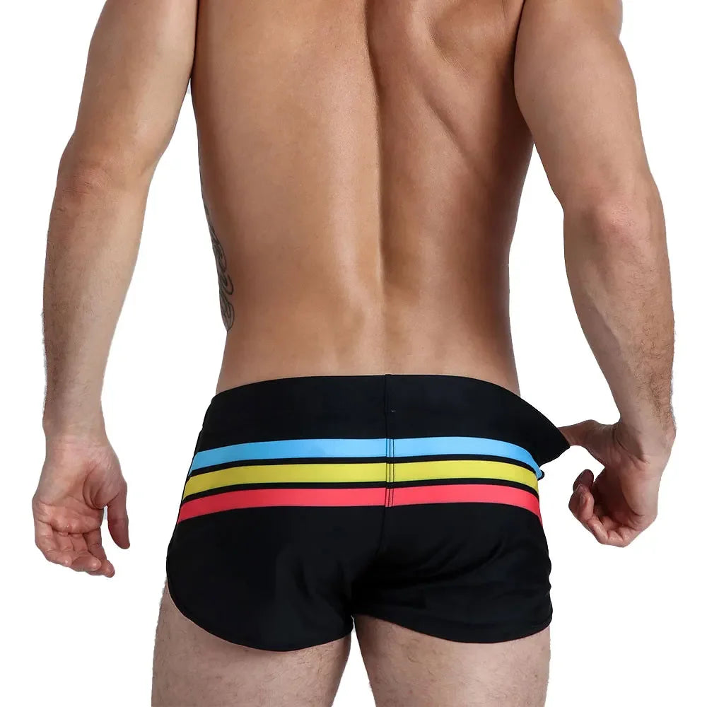 STRIPE Swim Trunks Strip Swimwear Surf Beach Shorts Quick Dry Brief Boxer Bathing Suits Beachwear Boardshort Underwear