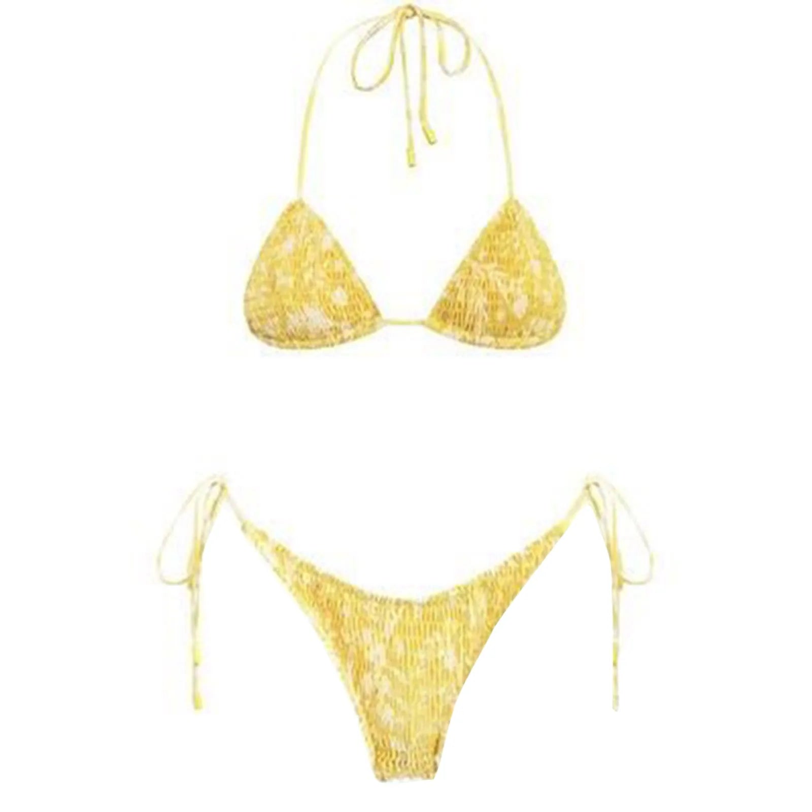2025 Sexy Micro Bikini Side Tie Thong Two-Piece Swimwear Halter Swimming Suit For Women Floral Print Ladies Bathing Suit