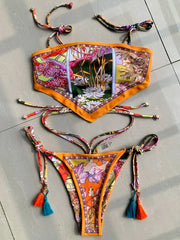 Printed Crop Top Bikini Set