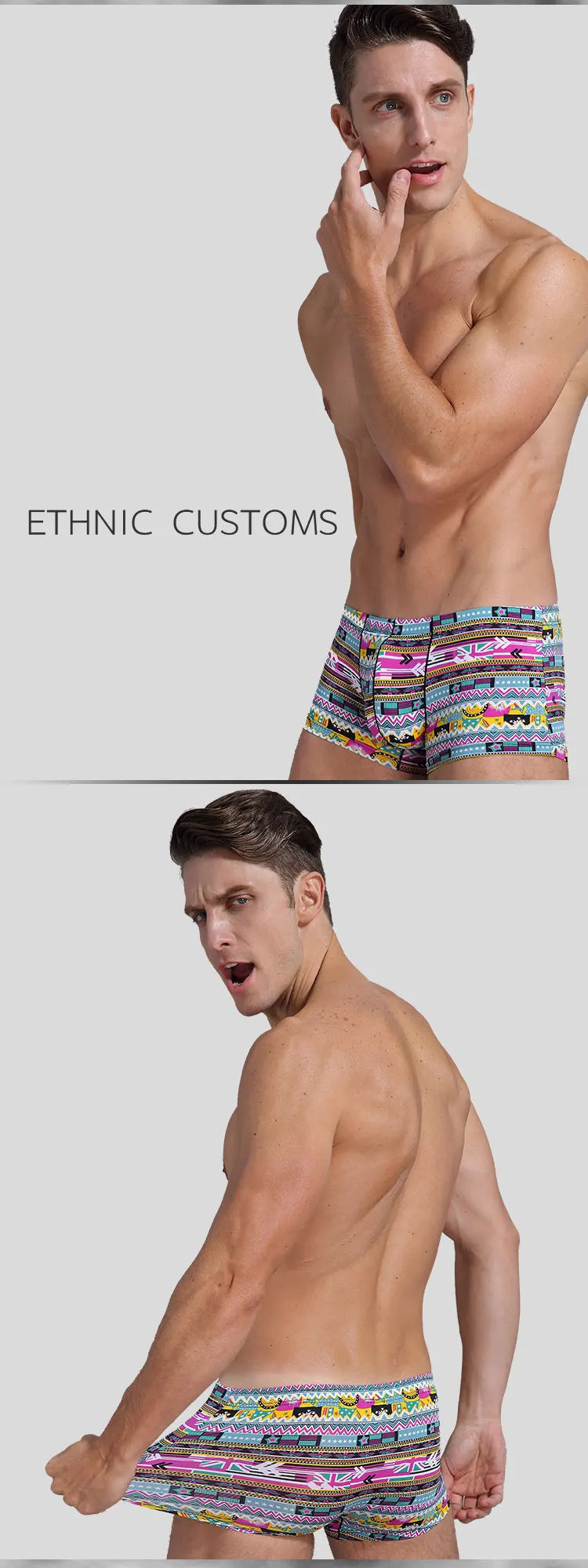 New Men Ice Silk Underwear Low waist Boxers shorts Pants Separate Open Warehouse Thin Printing Boxers