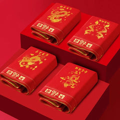 Men's Boxer Briefs Pure Cotton New Year Red Print Men Boxer Shorts Sexy Underpants Lucky Underwear Boxershorts Large Size l-5XL