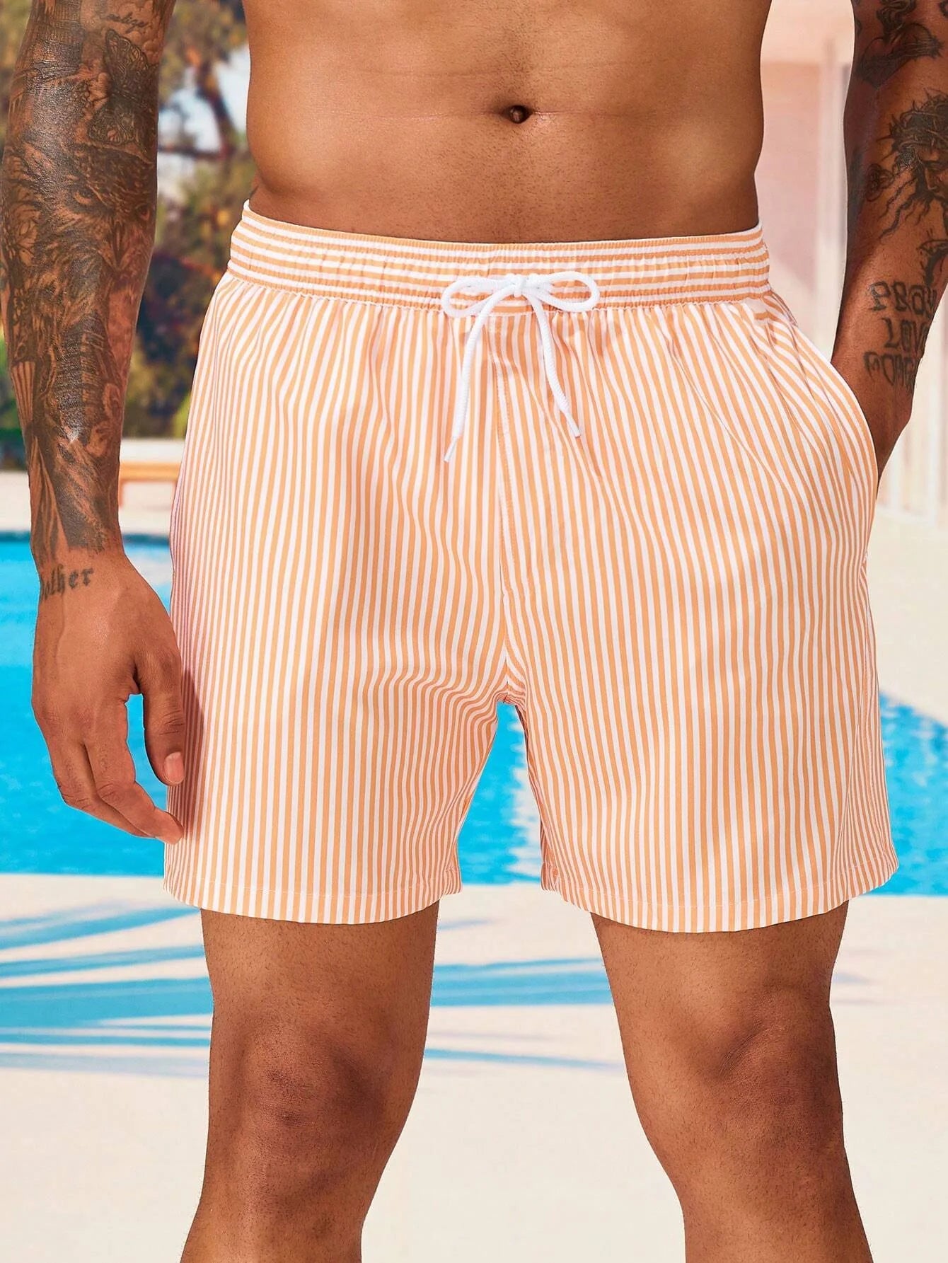 New 3d Line Splicing Men's Sports Shorts For Summer Casual Soft Personalized Breathable Holiday Polyester Beach Surfing Shorts