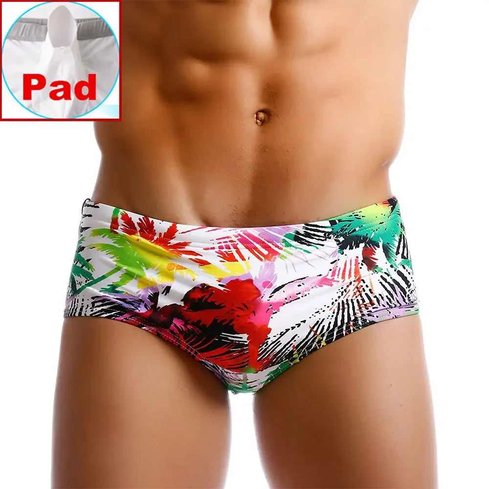 Palm Tree Multicolor Swimming Trunks Briefs  Board Surf Shorts Boxer Swimsuits Waterproof Beach Sports Underwear
