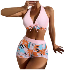 PLANT Bikini shorts Set  High Waist Swimsuit 2 Pieces Plant Print  Bathing Swim Suit Beachwear