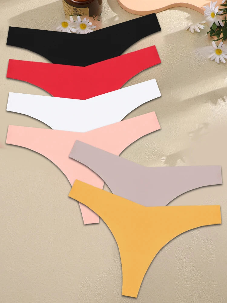 6pcs Ice Silk V-Waist Sport Thongs