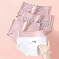 4pcs High Waist Printed Cotton Panties