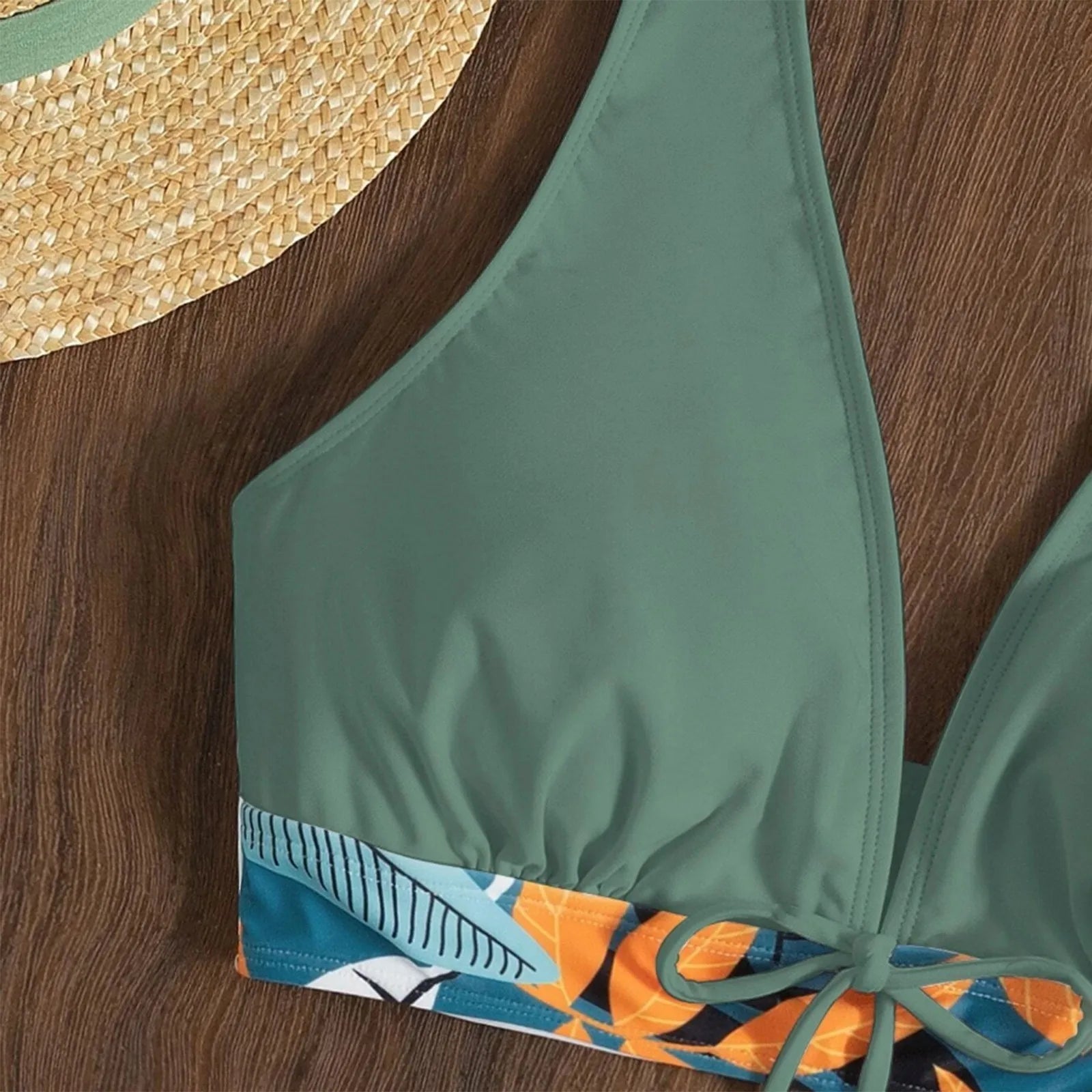 PLANT Bikini shorts Set  High Waist Swimsuit 2 Pieces Plant Print  Bathing Swim Suit Beachwear